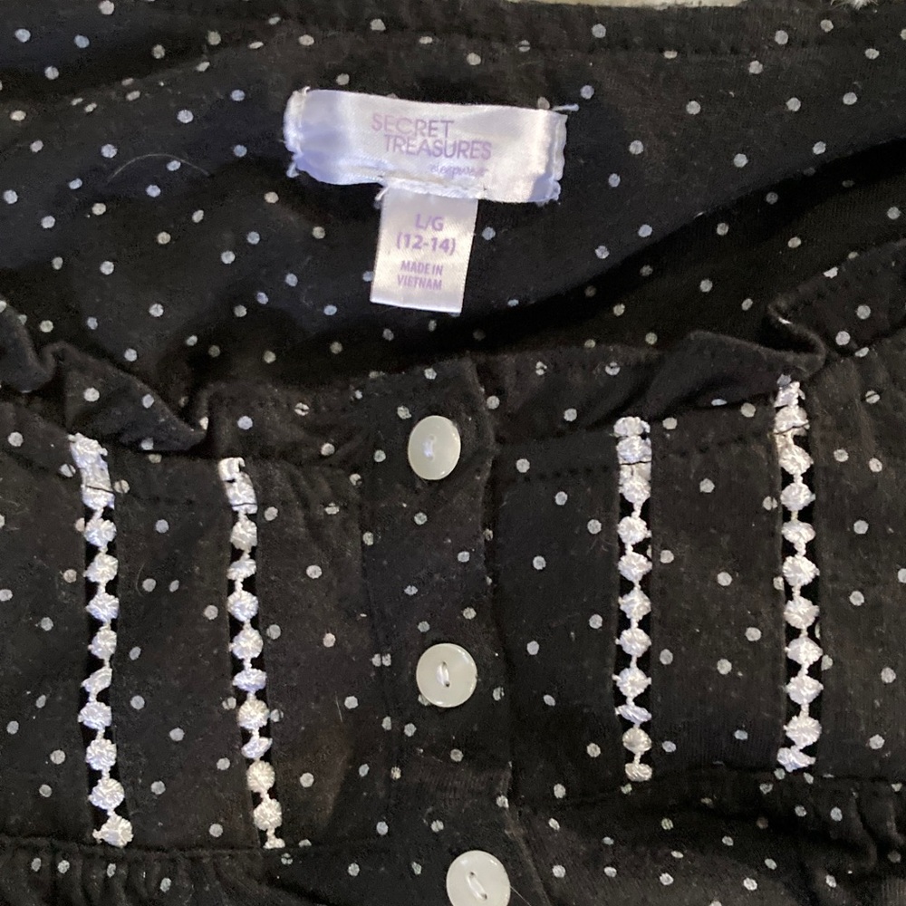 Lot of 2 - Black Polka Dot Pajama Set and Nightgown - Picture 6 of 8